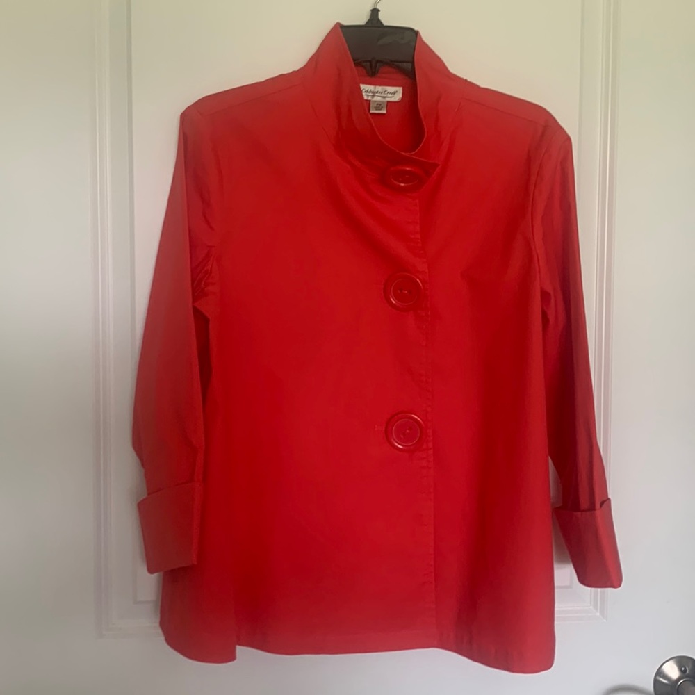 Coldwater Creek, size PM, Spring snap-front jacket, Poppy red/orange  color.